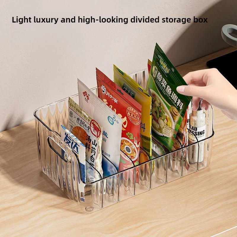 Large Capacity Spice Rack - Transparent Countertop Storage Box With Multi Compartments