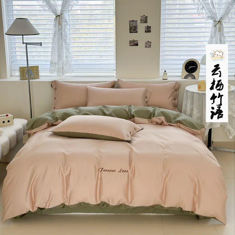 100% Cotton Two Tone Soft Skin Friendly Duvet Cover Set