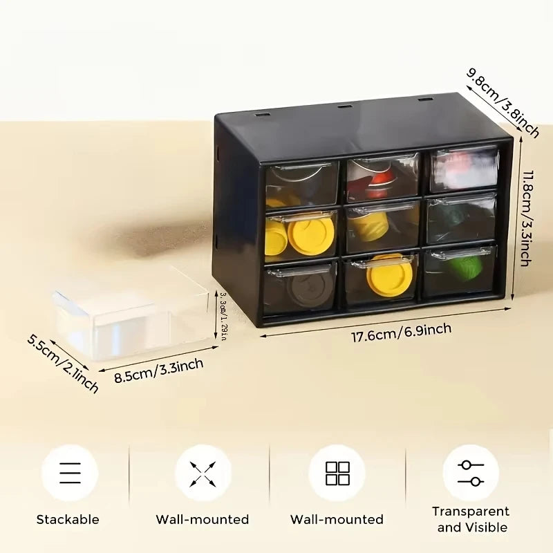 Transparent 9 Grid Desktop Office Drawer Organizer