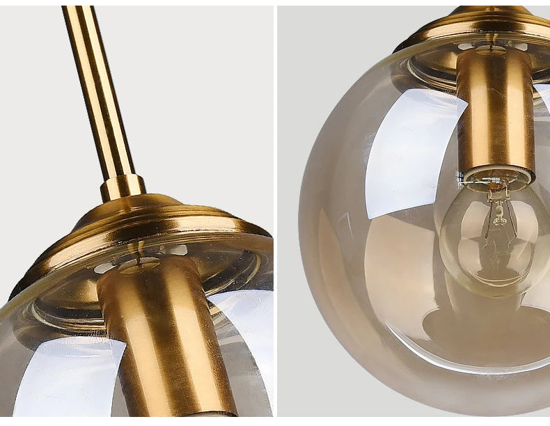 Nordic Polished Steel Glass Pendant Chandelier