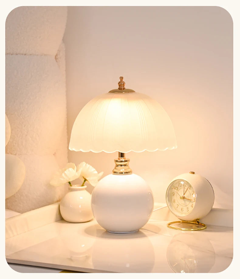 Ceramic Glass USB Dimmable Desk Lamp