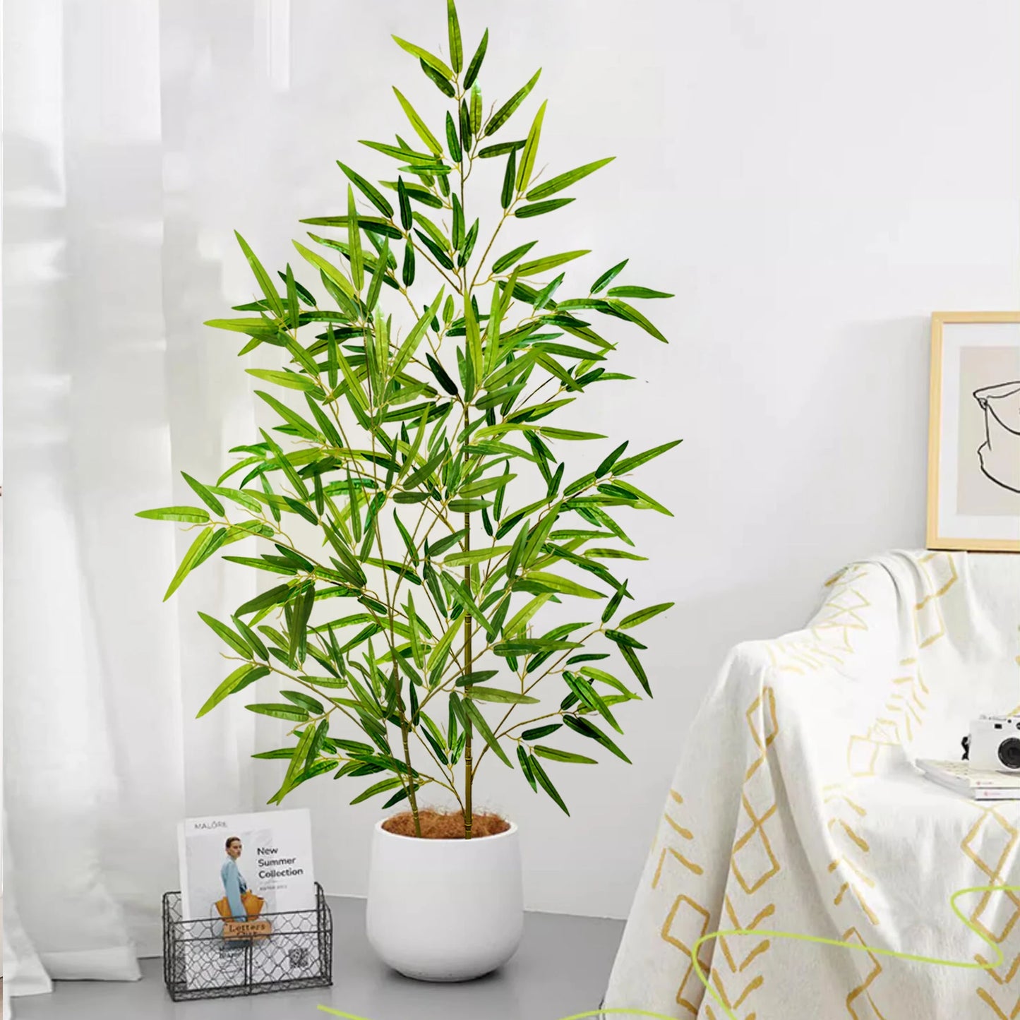 Green Silk Artificial Bamboo Branch Plant