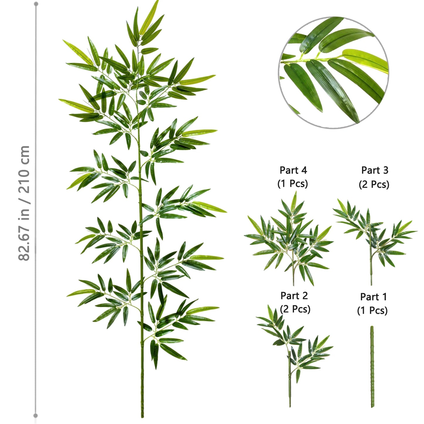 Green Silk Artificial Bamboo Branch Plant