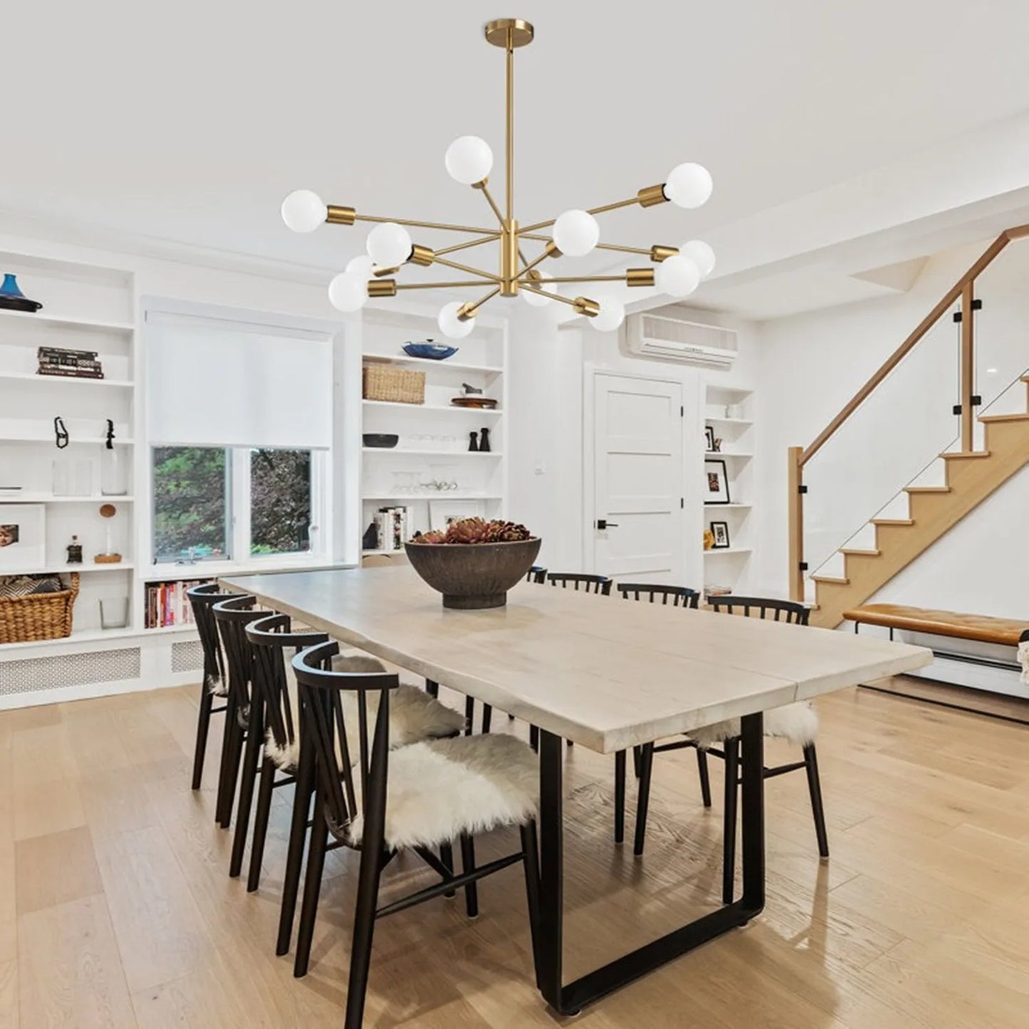 Black Gold Iron Multi Arm Ceiling Chandelier