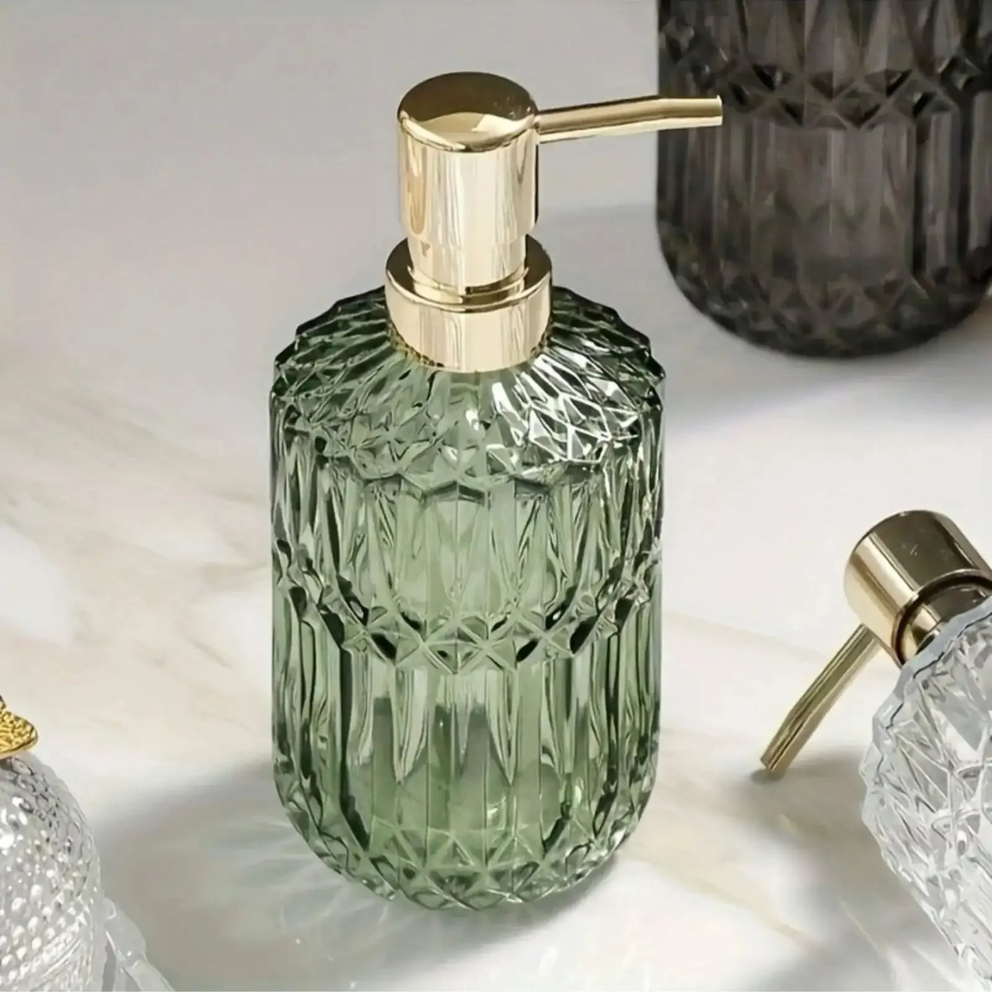 Manual Soap Dispenser - 400ML Clear Glass Liquid Soap Container With Press Pump