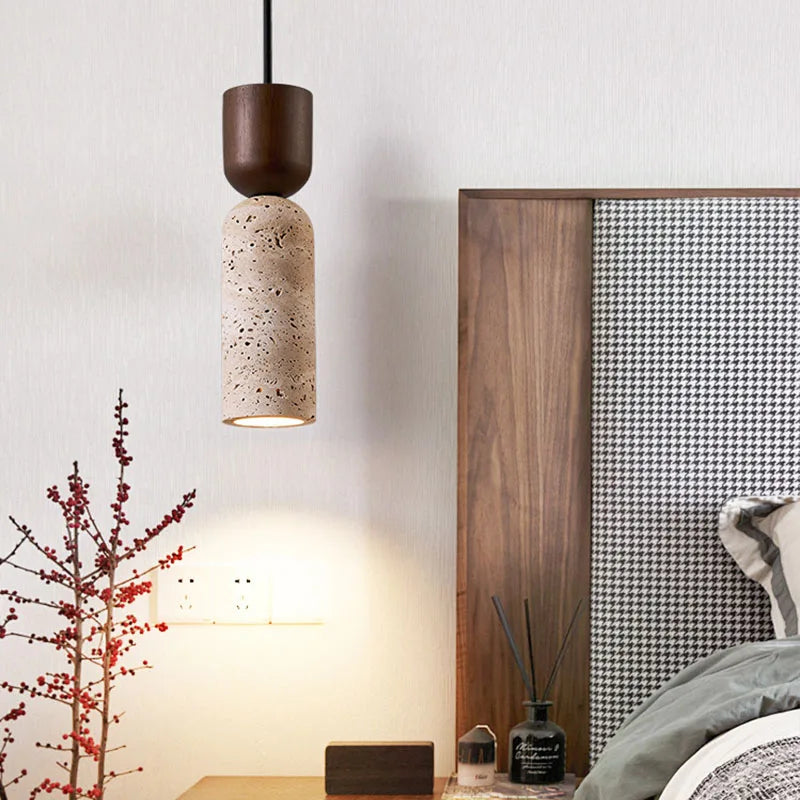 Wabi-Sabi Chandelier - Japanese Pendant Light With Yellow Lampshade | Vintage Hotel Lighting
