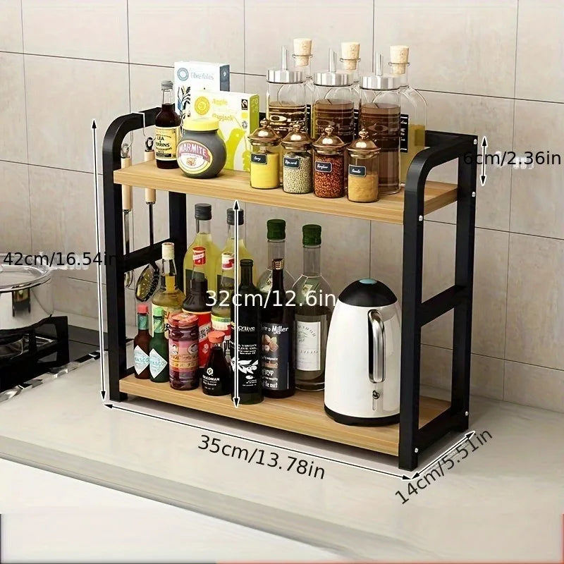 2 Tier Rustproof Metal Countertop Kitchen Shelf