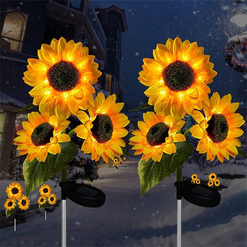 Solar Sunflower Luminaires — Elegant LED Garden Lawn Lamp with Warm Glow