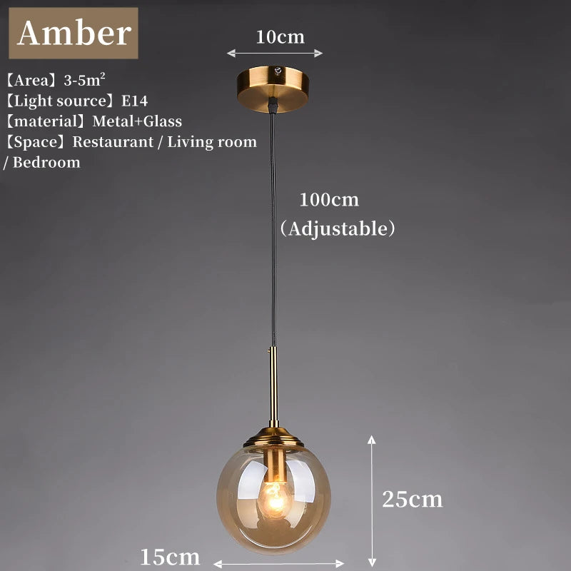 Nordic Polished Steel Glass Pendant Chandelier