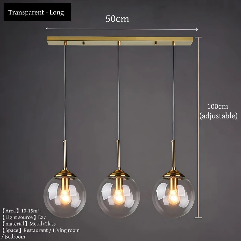 Nordic Polished Steel Glass Pendant Chandelier