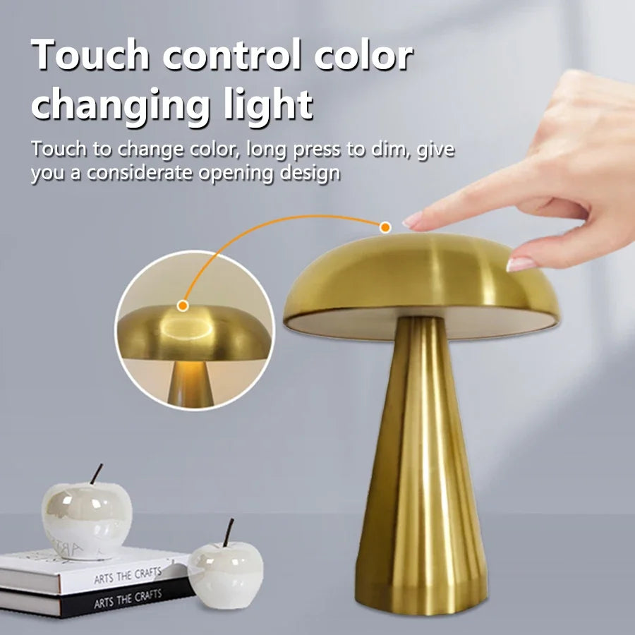 Retro Mushroom LED Touch Sensor Rechargeable Table Lamp
