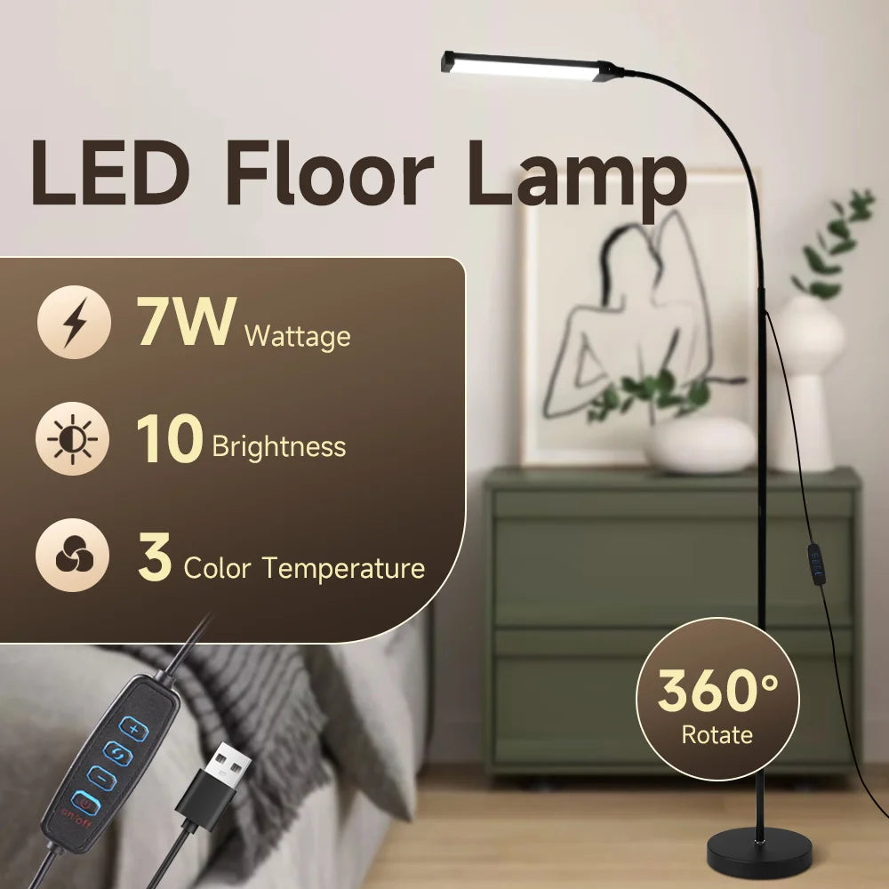 Dimmable USB Gooseneck Floor Lamp