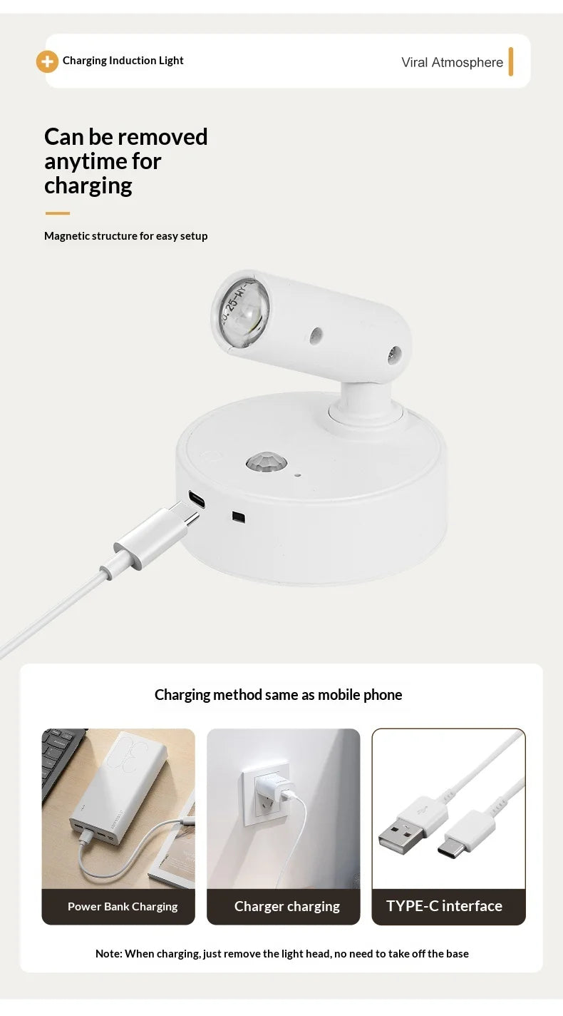 Magnetic Base USB Rechargeable Cordless Dimmable Wall Lamp