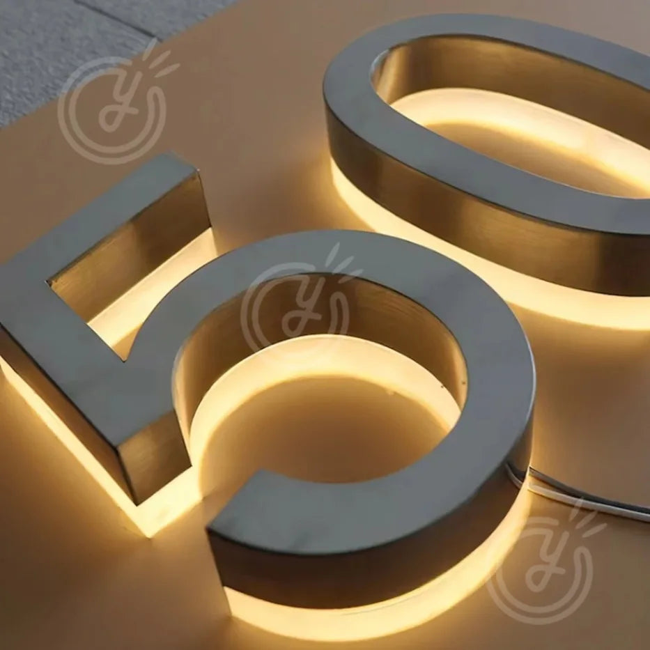 3D Backlit LED Custom Outdoor Metal House Number Sign