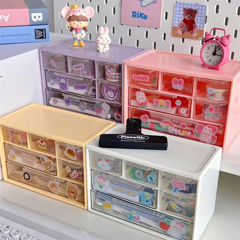 Transparent 9 Grid Desktop Office Drawer Organizer
