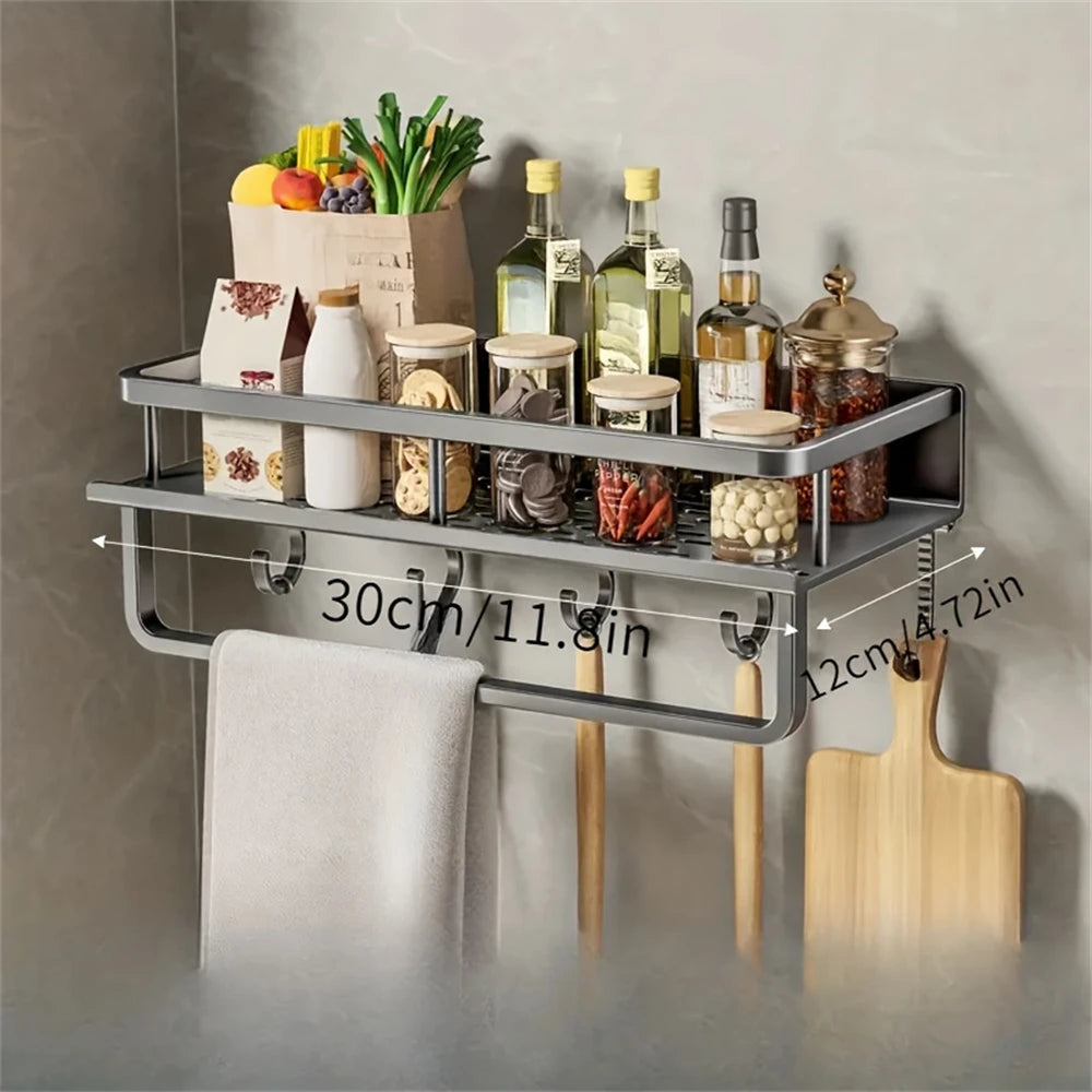 Wall Mounted Multi-Function Kitchen Seasoning Storage Rack