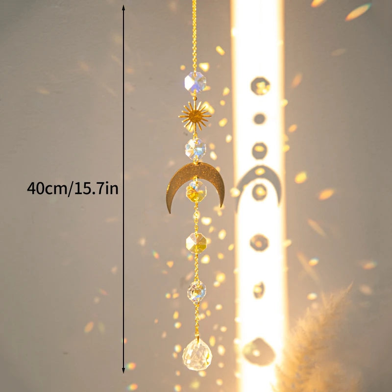 Crystal Moon Star Rainbow Suncatcher Wind Chime