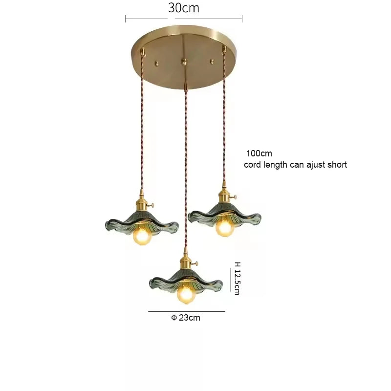 Copper Colorful Glass Ceiling Pendant Lamp
