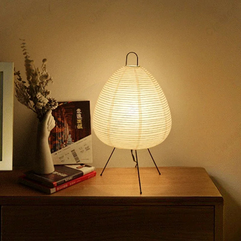 Handmade Rice Paper Iron Tripod Table Lamp