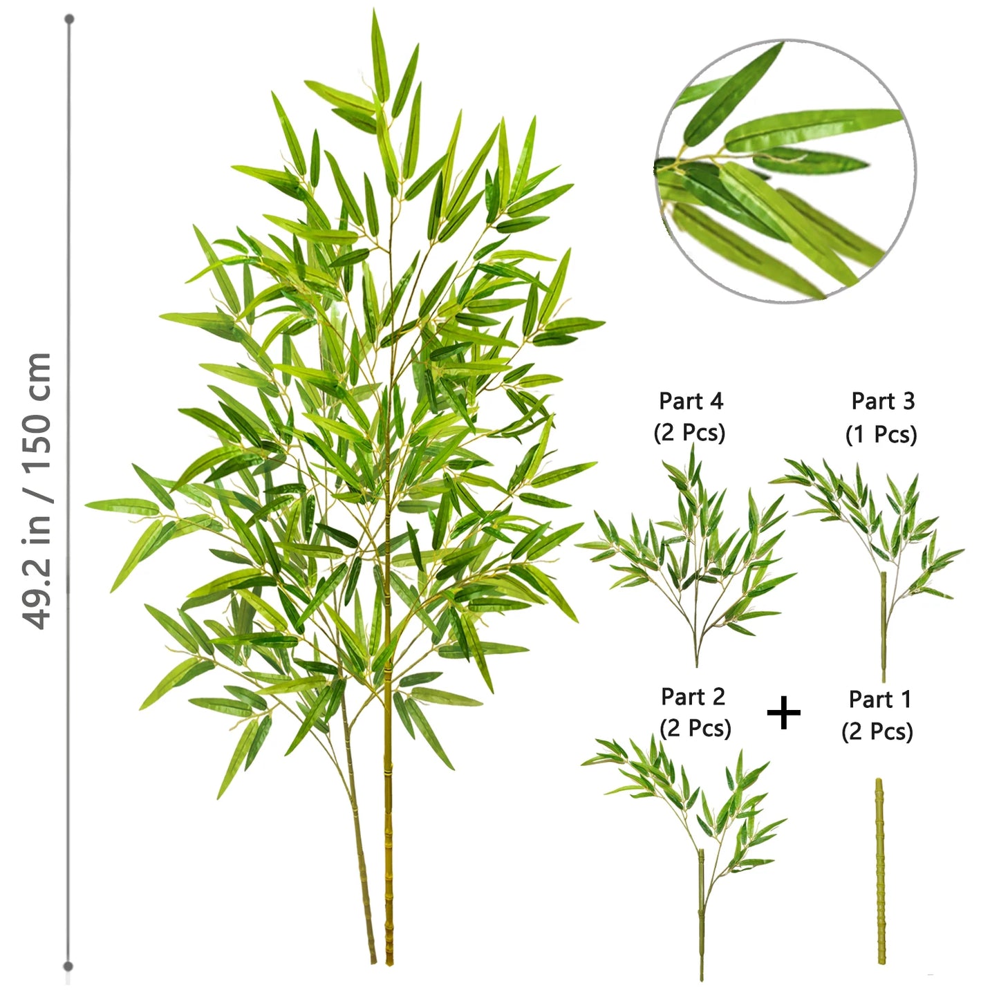 Green Silk Artificial Bamboo Branch Plant