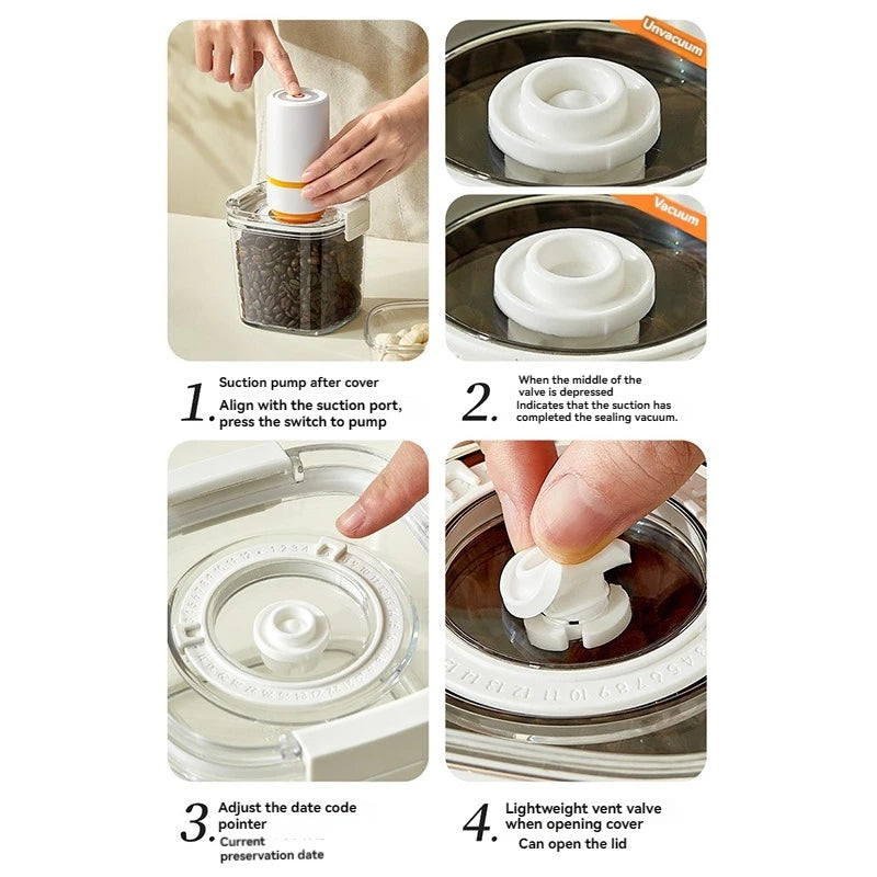 Electric Vacuum Seal Airtight Coffee Bean Storage Container