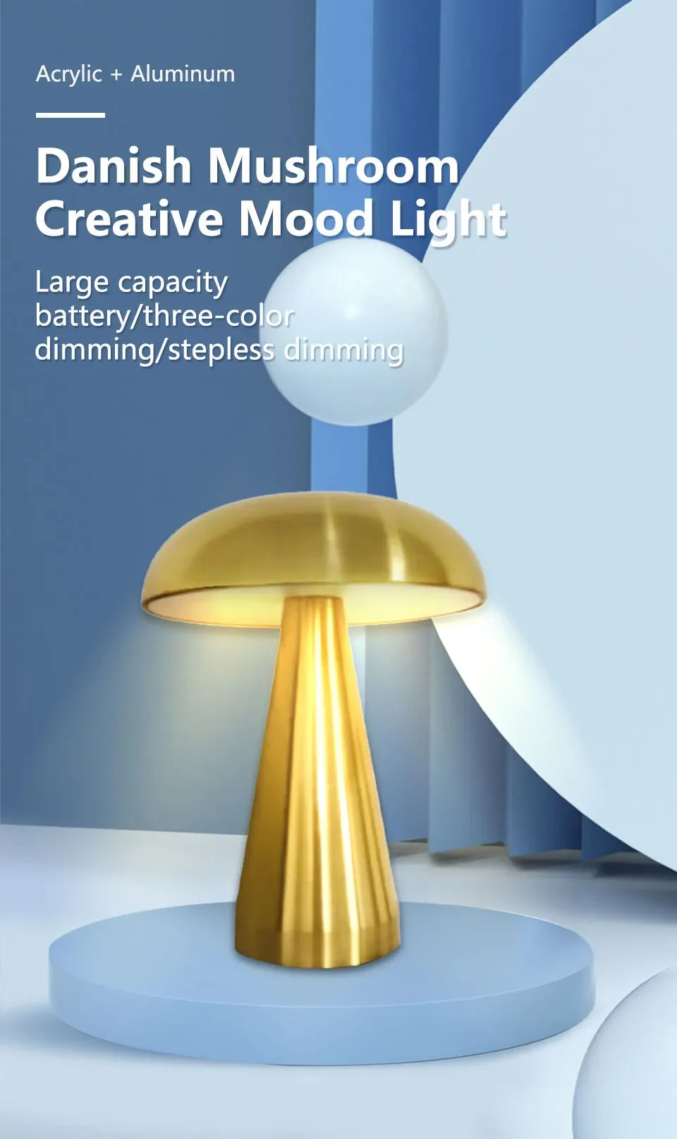 Retro Mushroom LED Touch Sensor Rechargeable Table Lamp