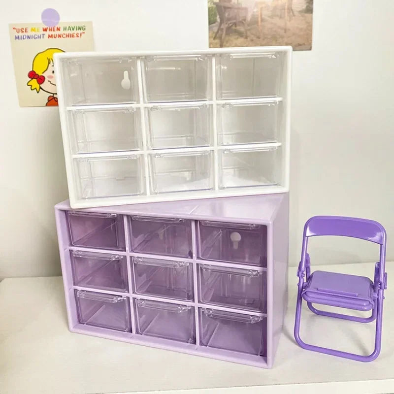 Transparent 9 Grid Desktop Office Drawer Organizer