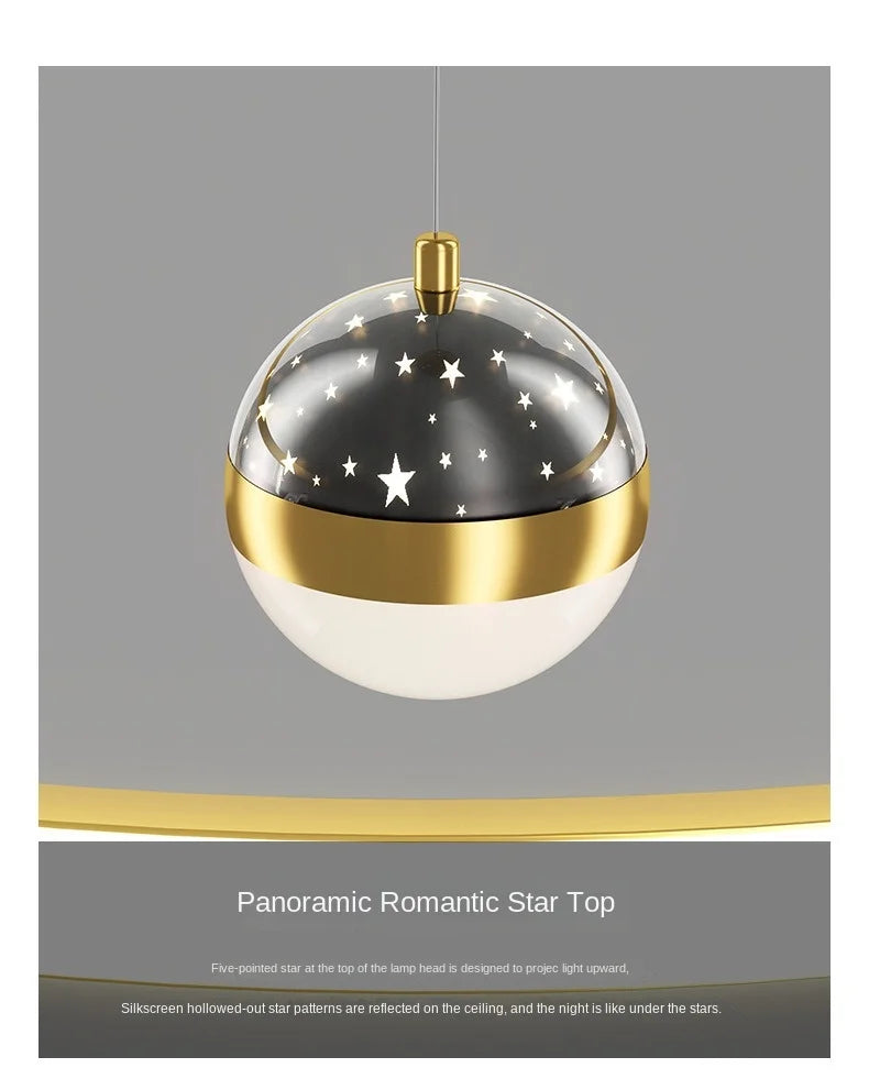 Black Gold Moon Stars Ring LED Chandelier