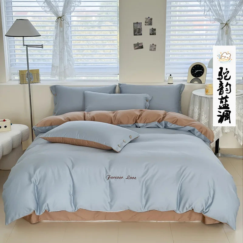 100% Cotton Two Tone Soft Skin Friendly Duvet Cover Set