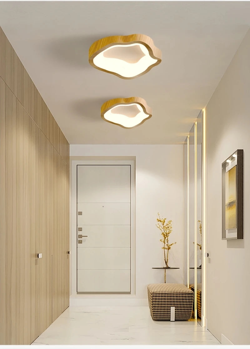 Nordic Minimalist Wood Grain Surface Mounted Ceiling Lamp