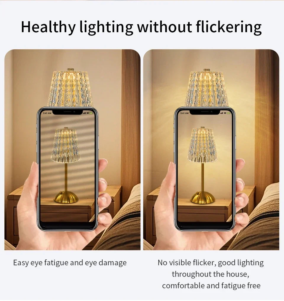 Rechargeable Touch Crystal Dimmable Night Lamp