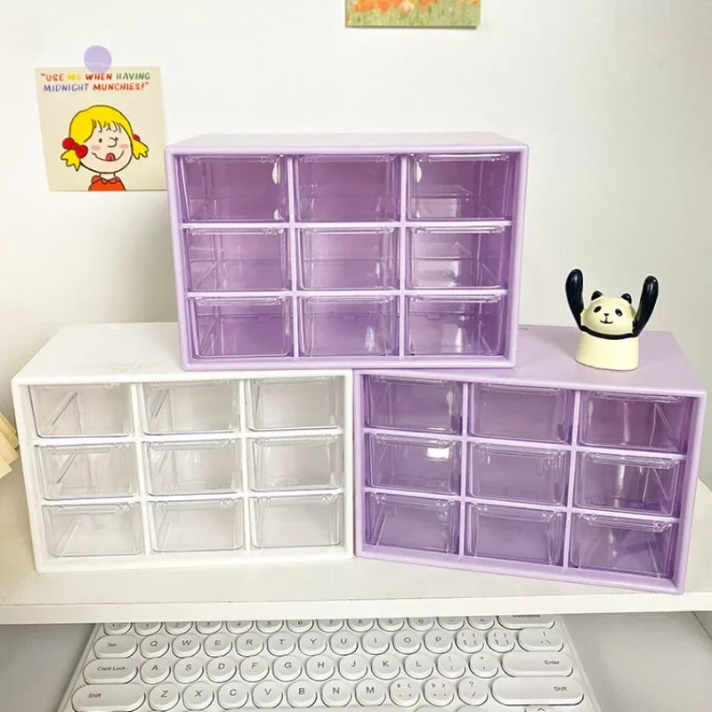 Transparent 9 Grid Desktop Office Drawer Organizer