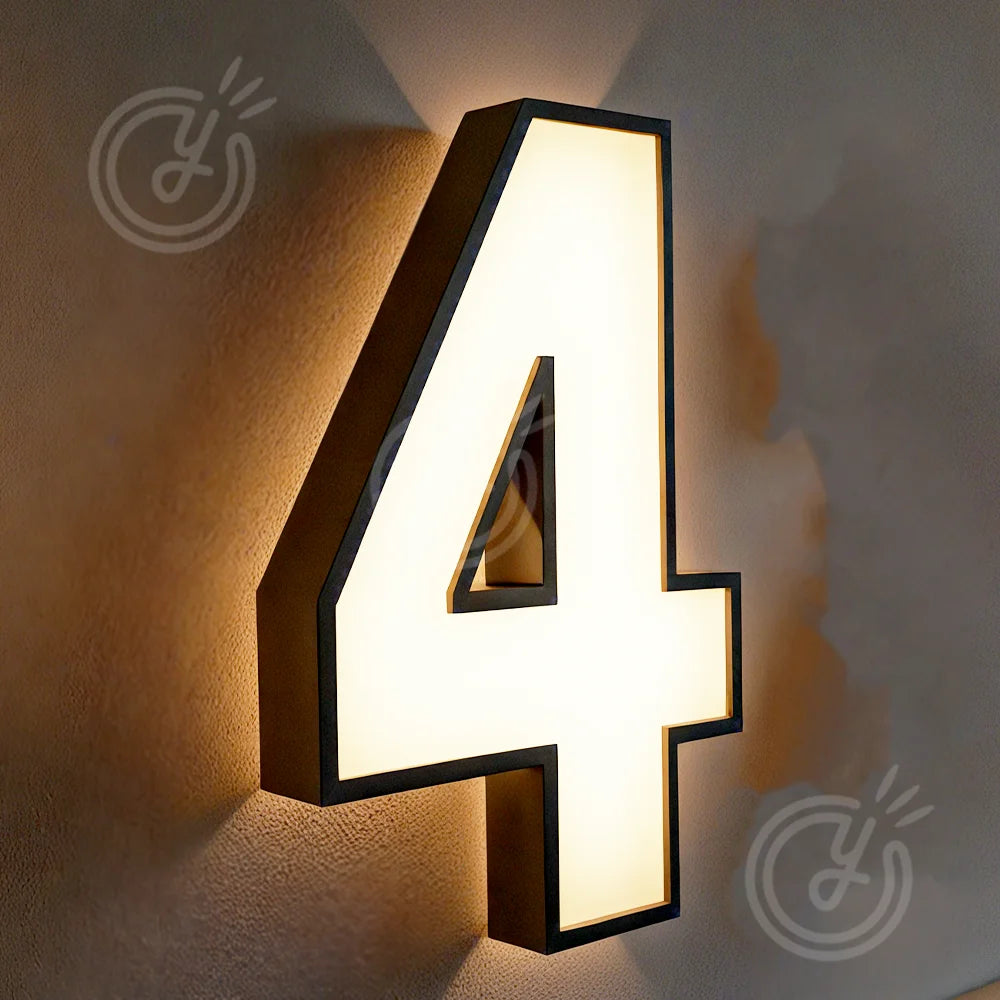 3D Backlit LED Custom Outdoor Metal House Number Sign