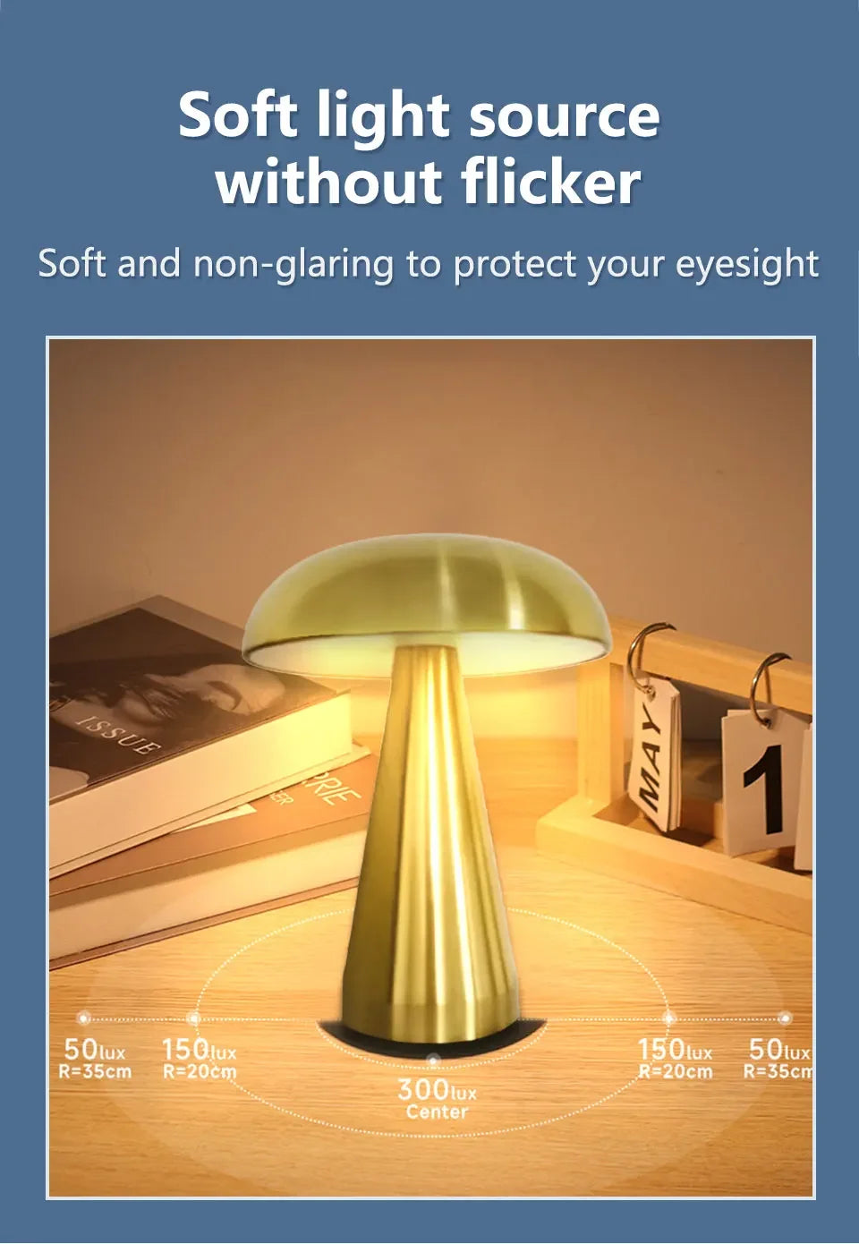 Retro Mushroom LED Touch Sensor Rechargeable Table Lamp