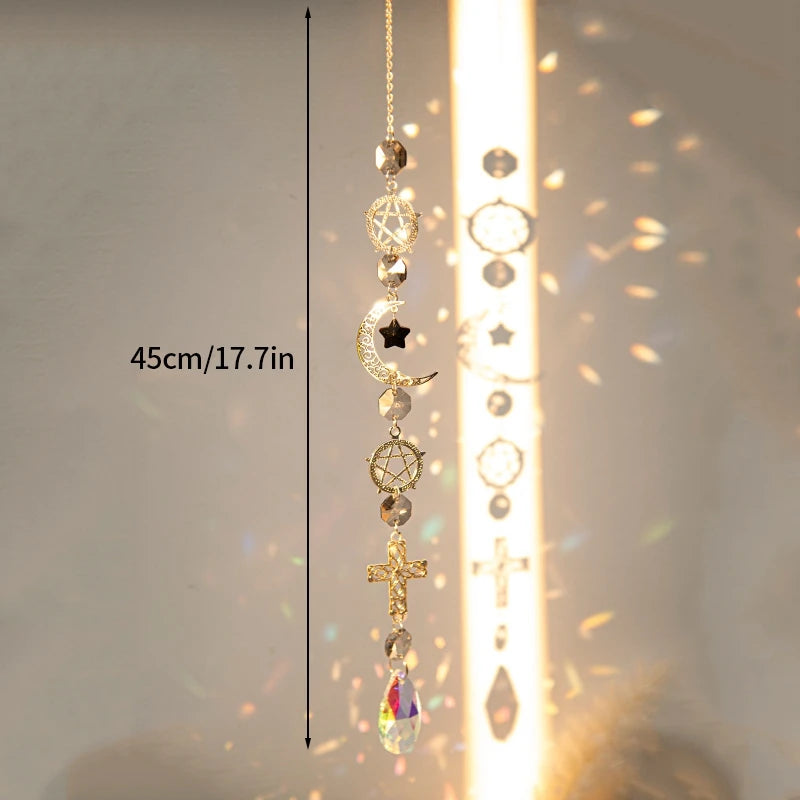 Crystal Moon Star Rainbow Suncatcher Wind Chime