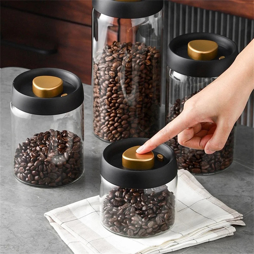 Vacuum Sealed Glass Coffee Bean Storage Jar