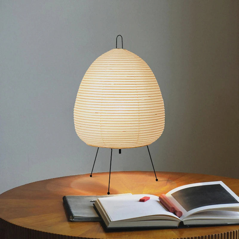 Handmade Rice Paper Iron Tripod Table Lamp