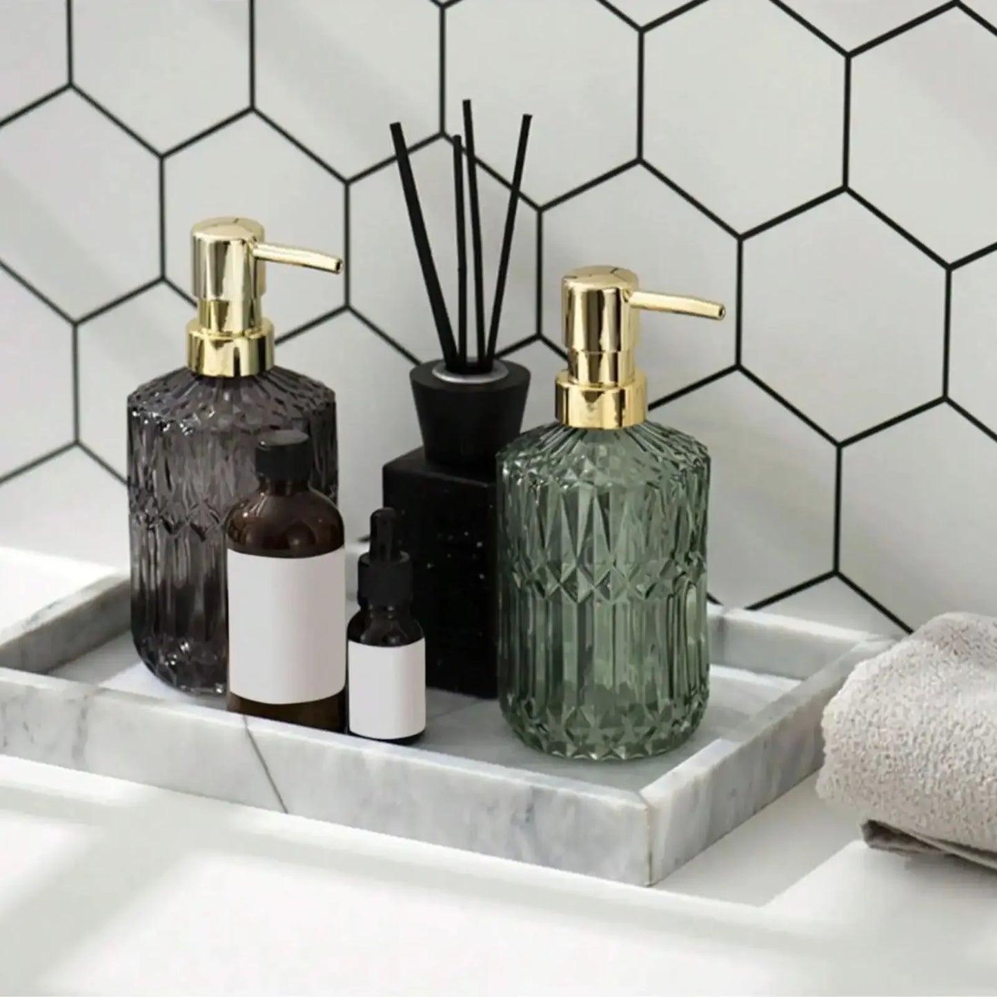400ml Clear Glass Press Pump Soap Dispenser