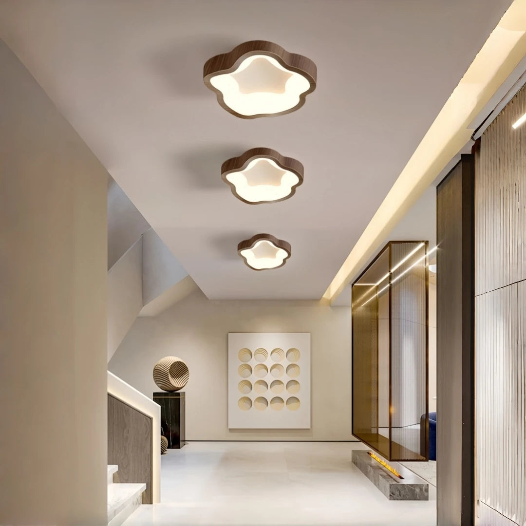 Nordic Minimalist Wood Grain Surface Mounted Ceiling Lamp