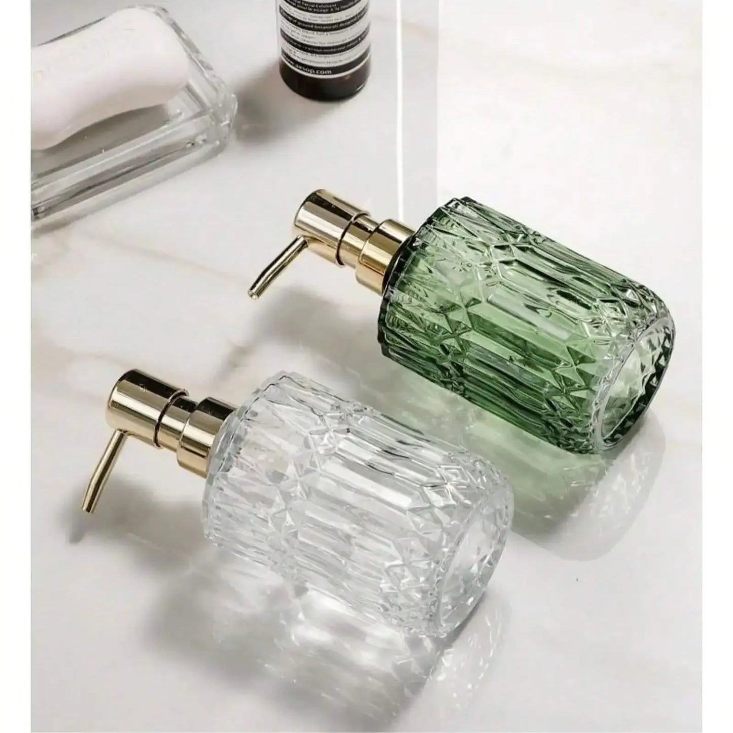 400ml Clear Glass Press Pump Soap Dispenser