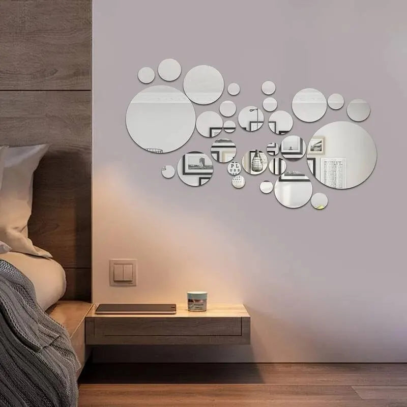 Round Acrylic Mirror Wall Sticker Set