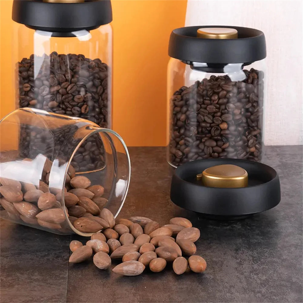 Vacuum Sealed Glass Coffee Bean Storage Jar