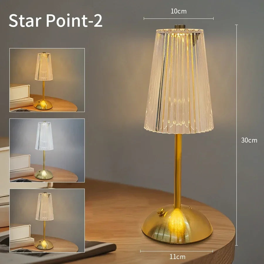 Rechargeable Touch Crystal Dimmable Night Lamp