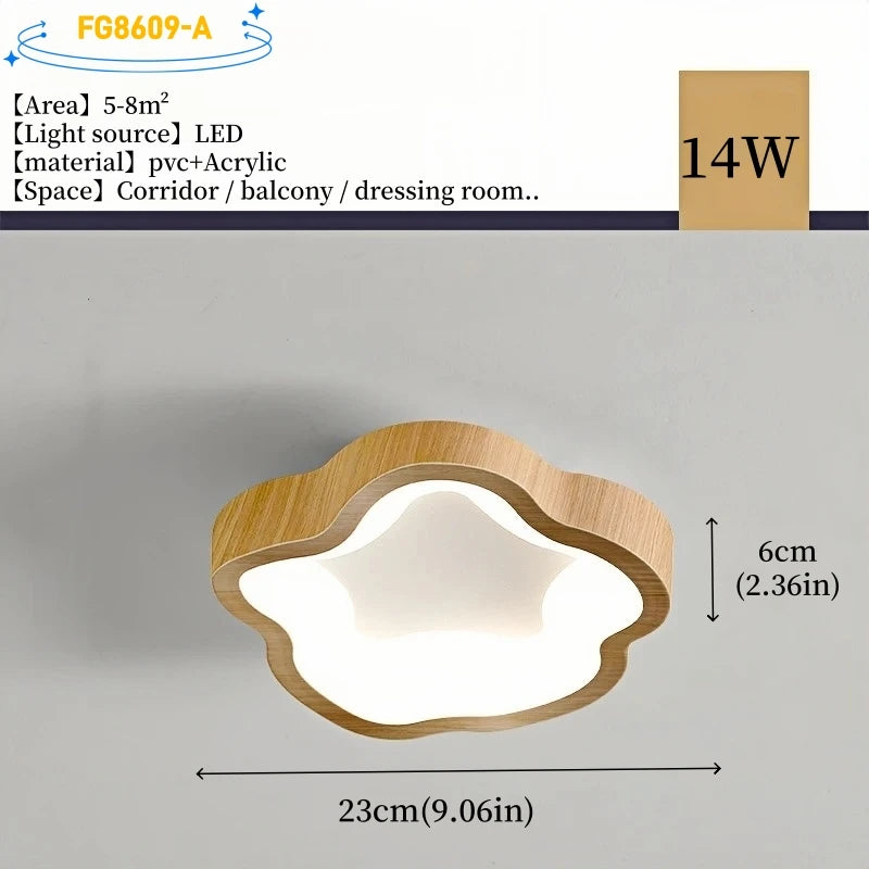 Nordic Minimalist Wood Grain Surface Mounted Ceiling Lamp