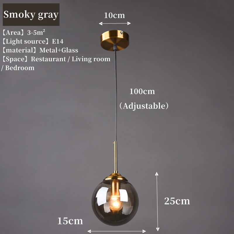 Nordic Polished Steel Glass Pendant Chandelier