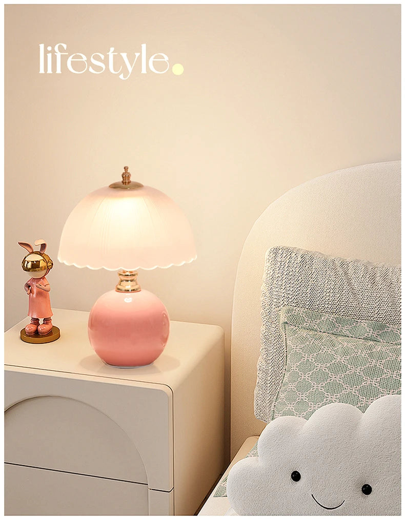 Ceramic Glass USB Dimmable Desk Lamp