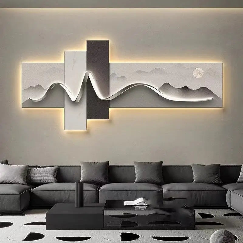 Modern Minimalist Wooden LED Ambient Living Room Wall Lamp