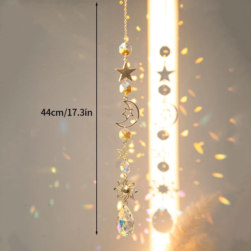 Crystal Moon Star Rainbow Suncatcher Wind Chime