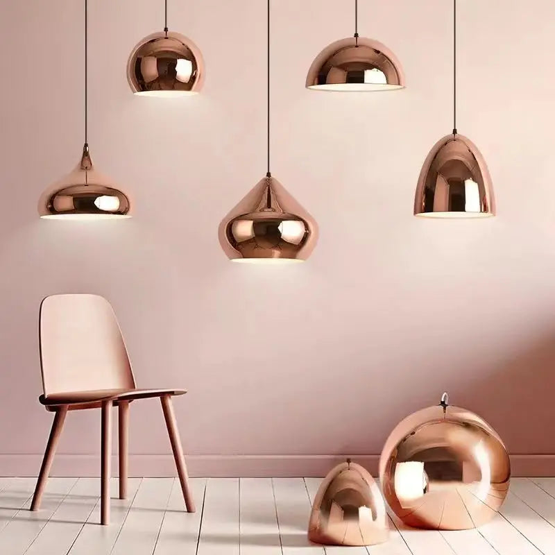 Nordic Rose Gold Metal Dining Pendant Lamp