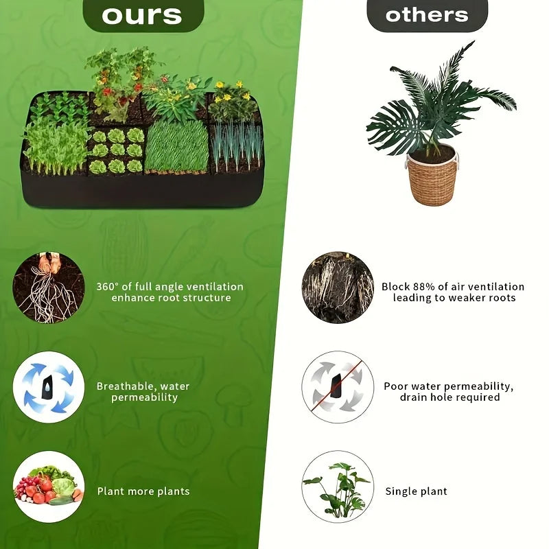 Breathable 8 Grid Raised Garden Bed Grow Bags